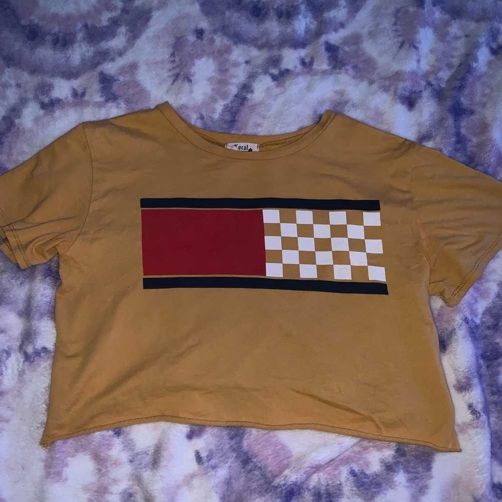 Yellow racing crop top